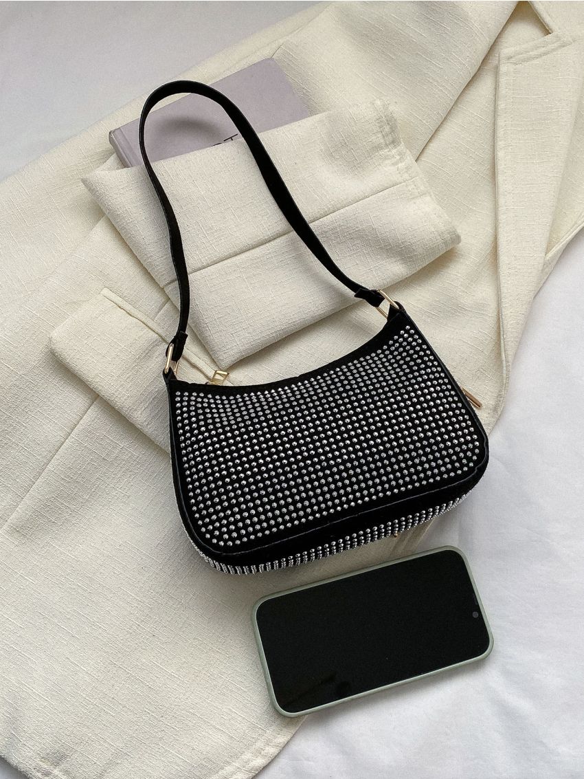 Studded Decor Hobo Bag Punk Style