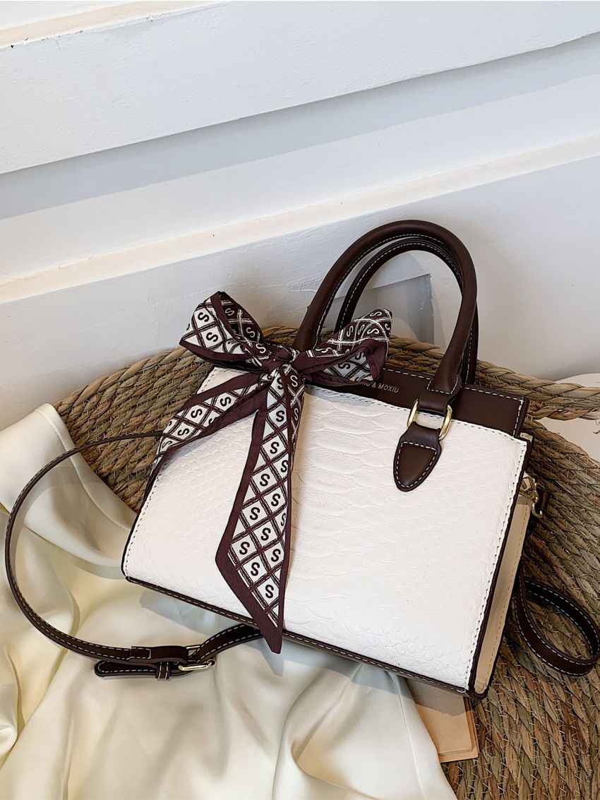 Geometric Embossed Twilly Scarf Decor Square Bag