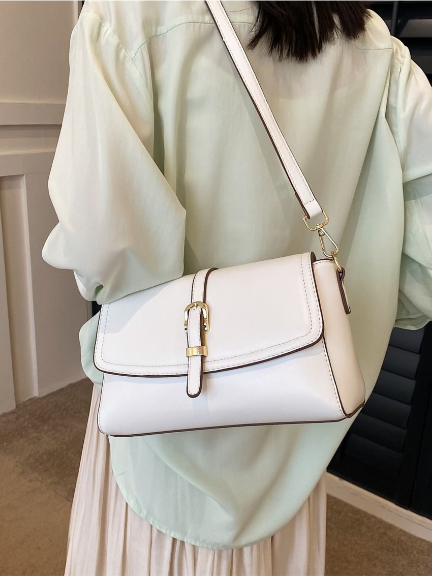 Contrast Binding Flap Square Bag