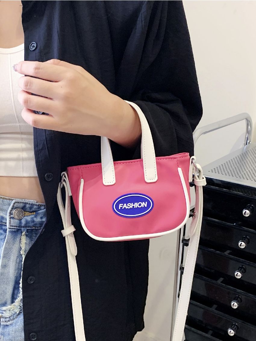 Mini Letter Patch Decor Square Bag