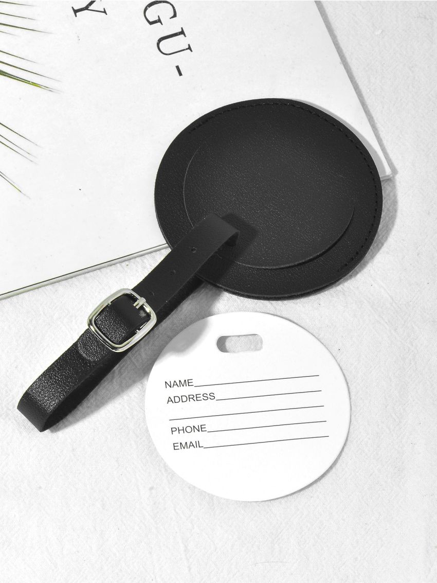 Minimalist Buckle Decor Luggage Tag Genuine Leather