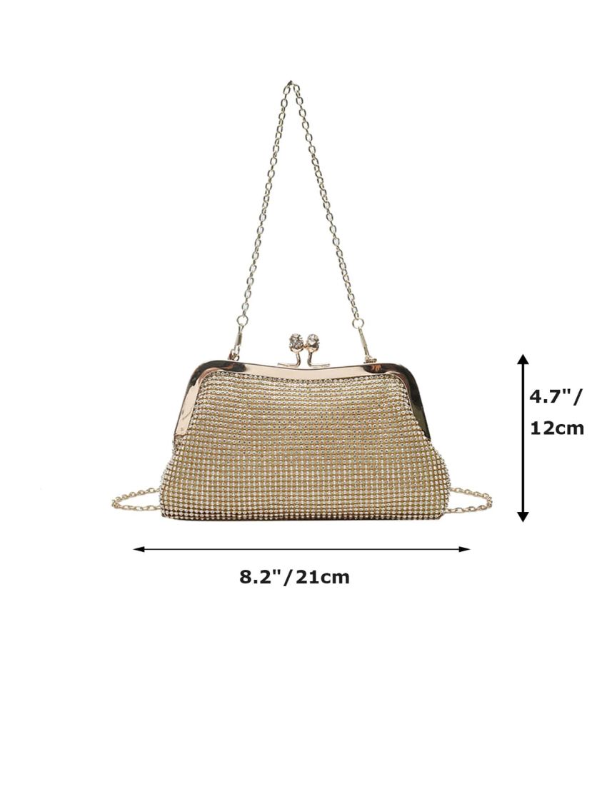 Rhinestone Decor Chain Square Bag