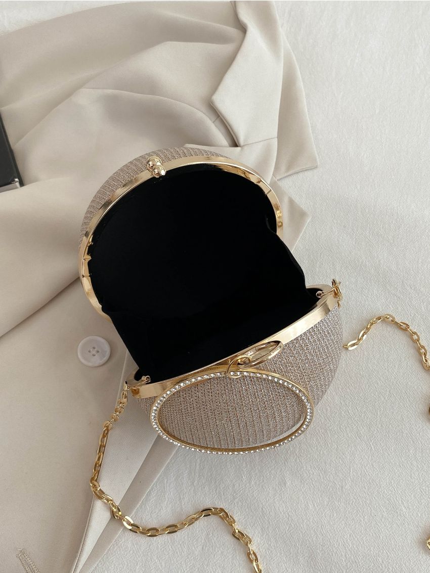 Mini Glitter Rhinestone Decor Circle Bag