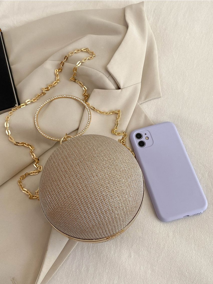 Mini Glitter Rhinestone Decor Circle Bag