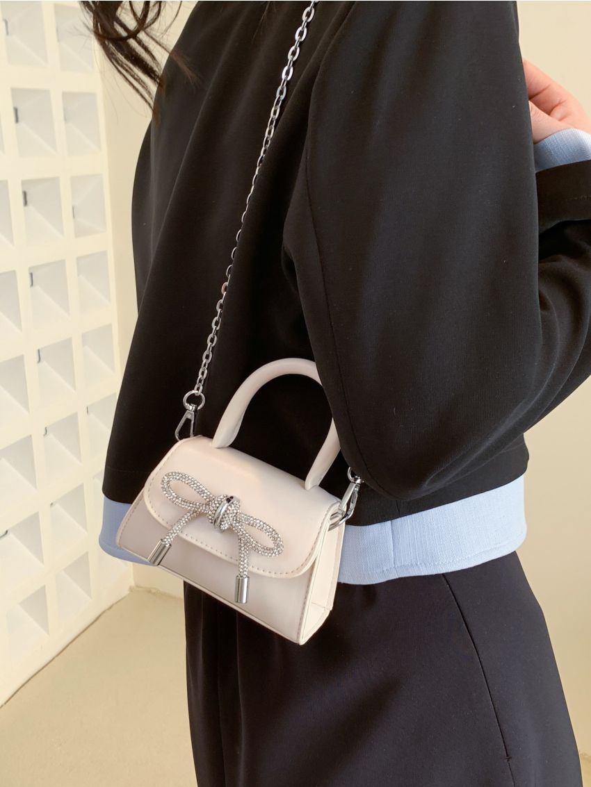 Mini Bow Decor Flap Square Bag