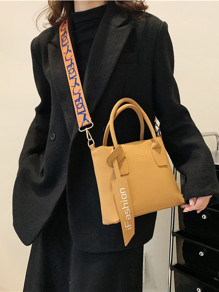 Letter Graphic Square Bag