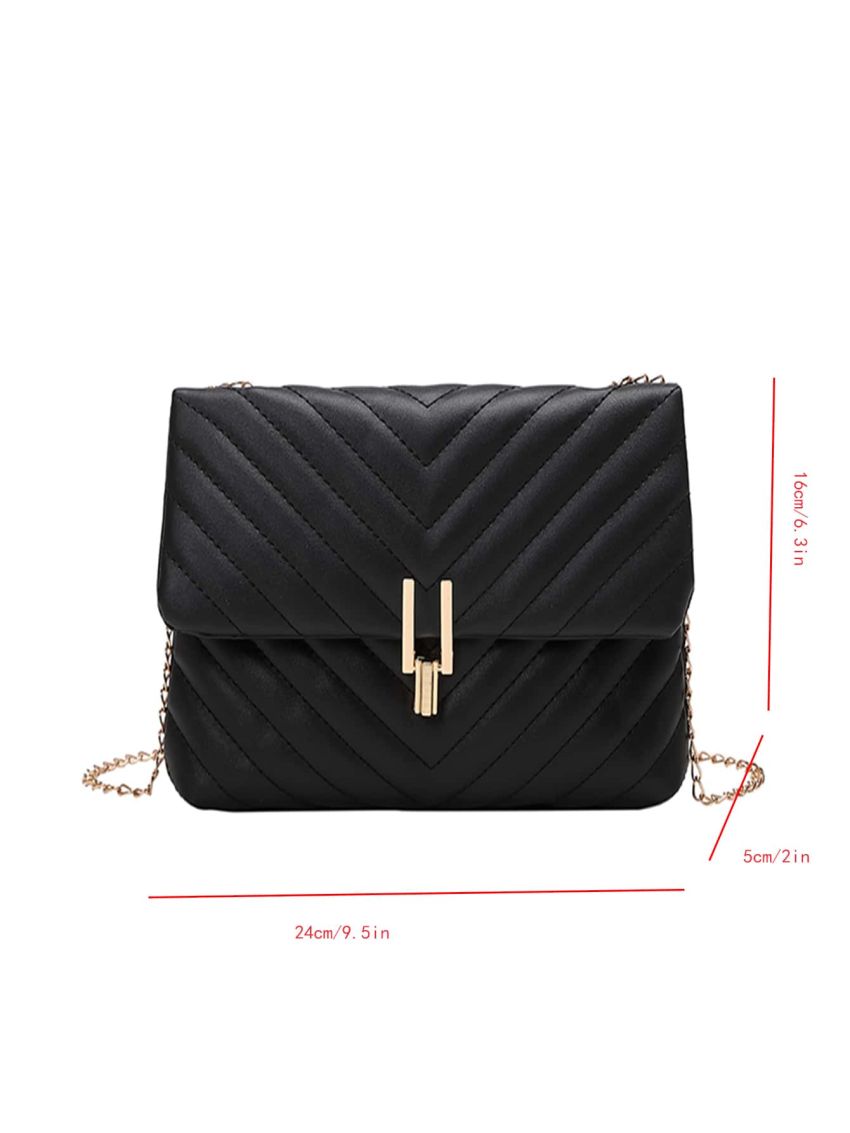 Chevron Quilted Flap Square Bag