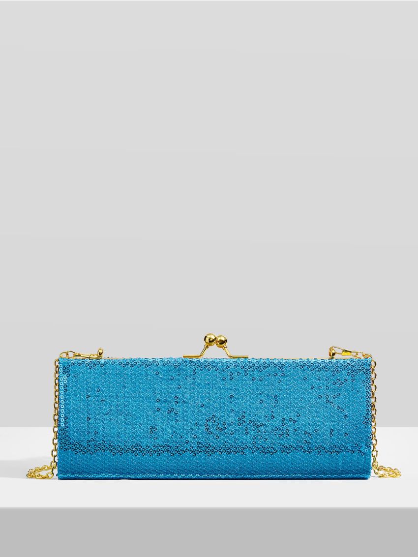 Sequin Decor Kiss Lock Evening Bag