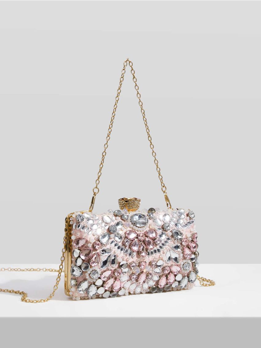 Mini Rhinestone Decor Chain Box Bag