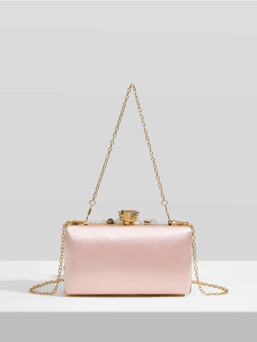 Mini Rhinestone Decor Chain Box Bag