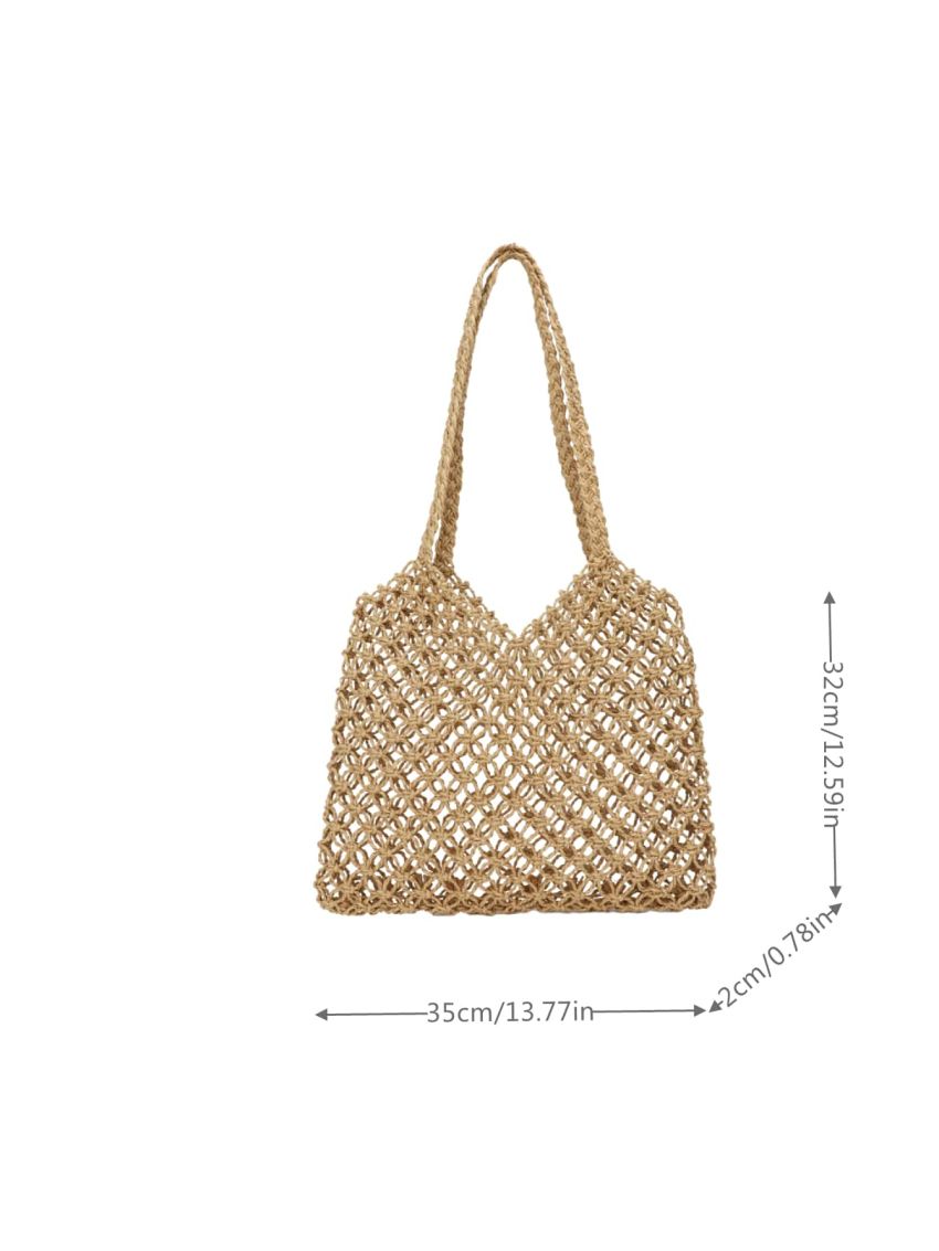 Hollow Out Graphic Straw Bag For Beach Vacation Travel