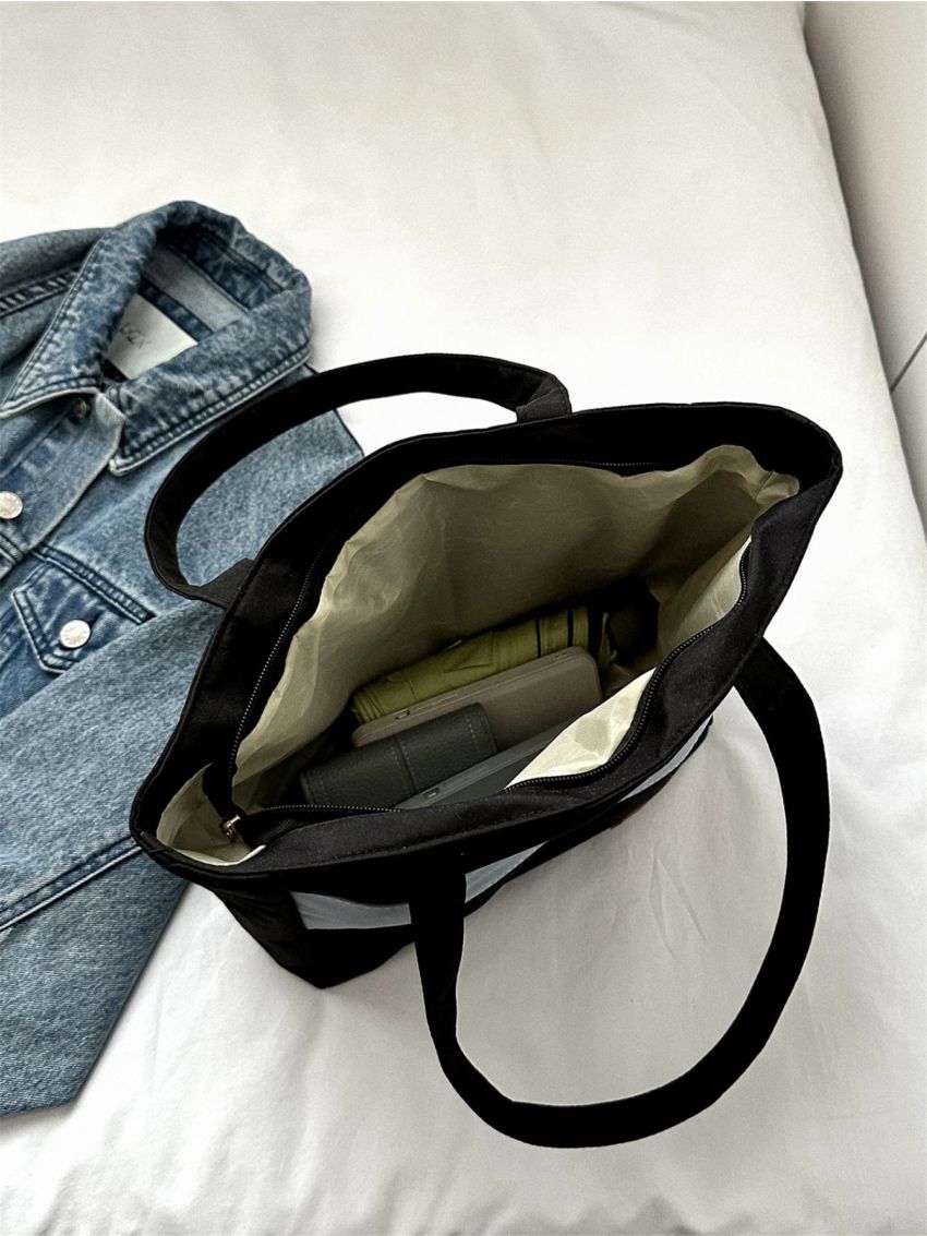 Letter Patch Decor Shopper Bag