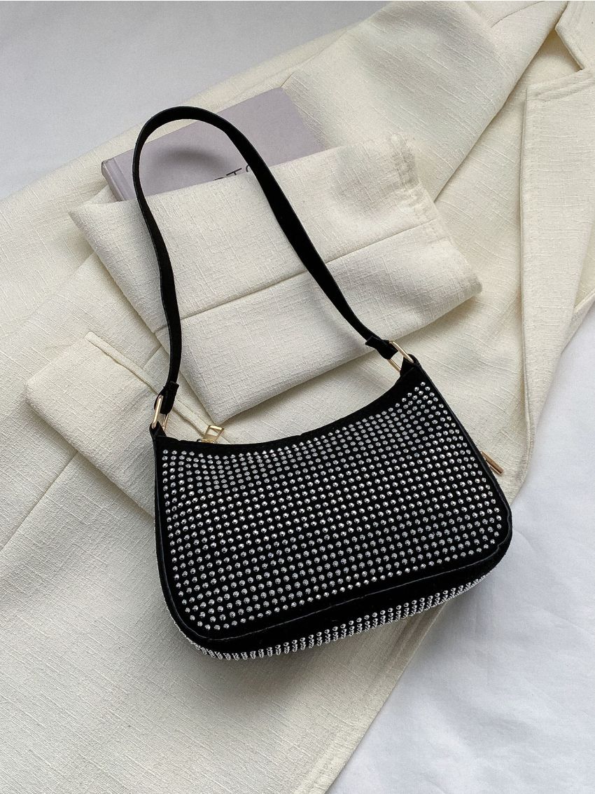 Studded Decor Hobo Bag Punk Style