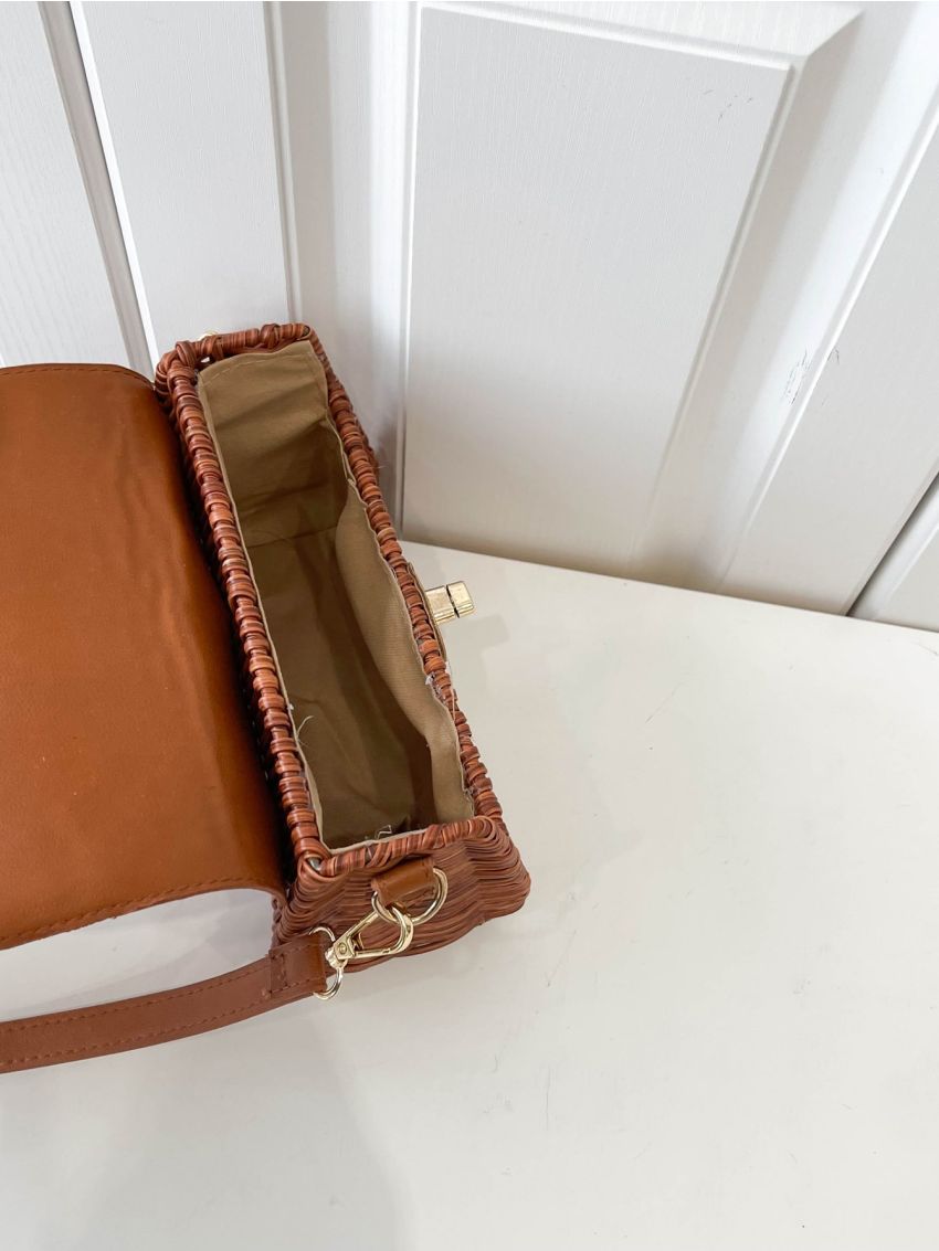 Mini Metal Heart Decor Flap Square Bag