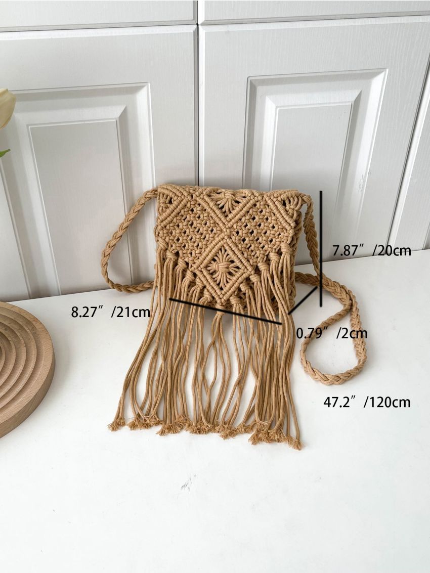 Minimalist Fringe Decor Crochet Bag