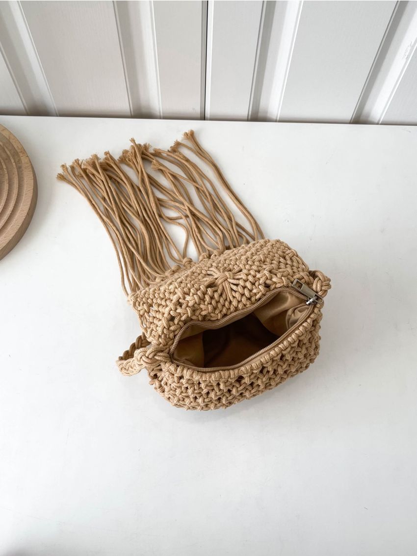 Minimalist Fringe Decor Crochet Bag