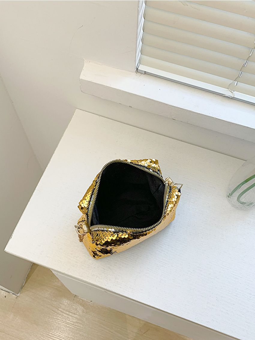 Mini Sequin Decor Chain Square Bag