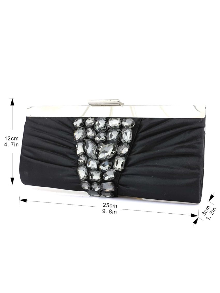 Rhinestone Decor Ruched Bag