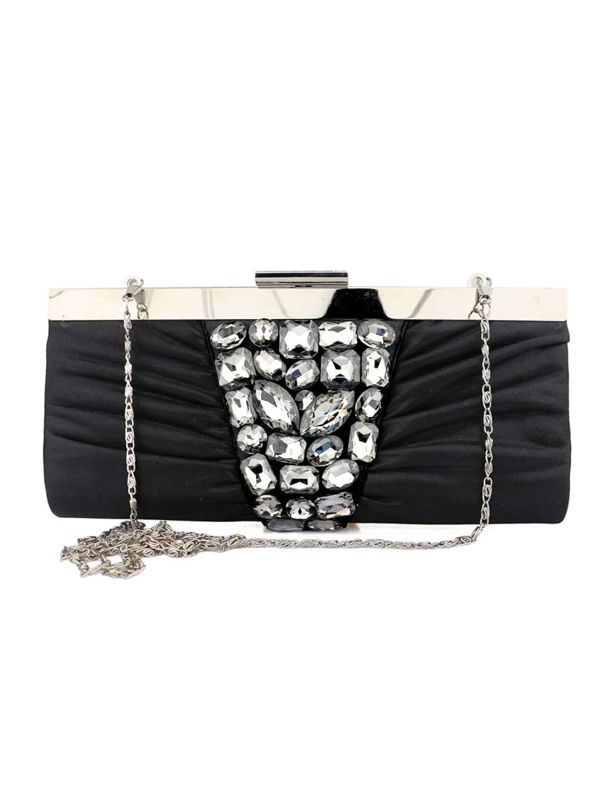 Rhinestone Decor Ruched Bag