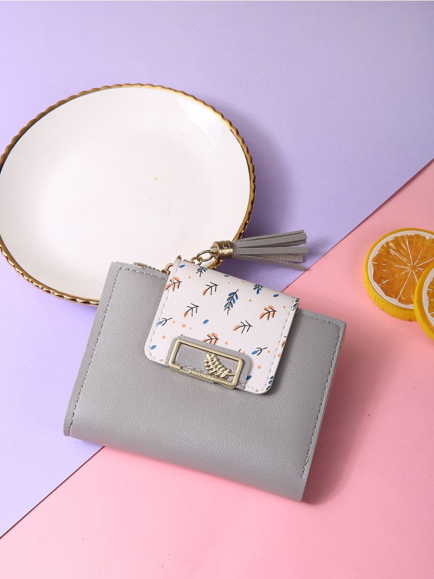 Tassel Decor Fold Over Small Wallet
