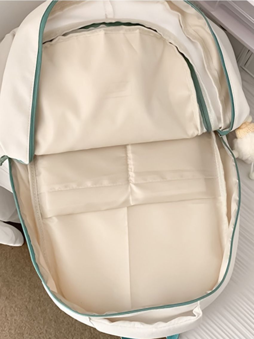 Cat Pattern Classic Backpack Cartoon Ear Decor Preppy For School