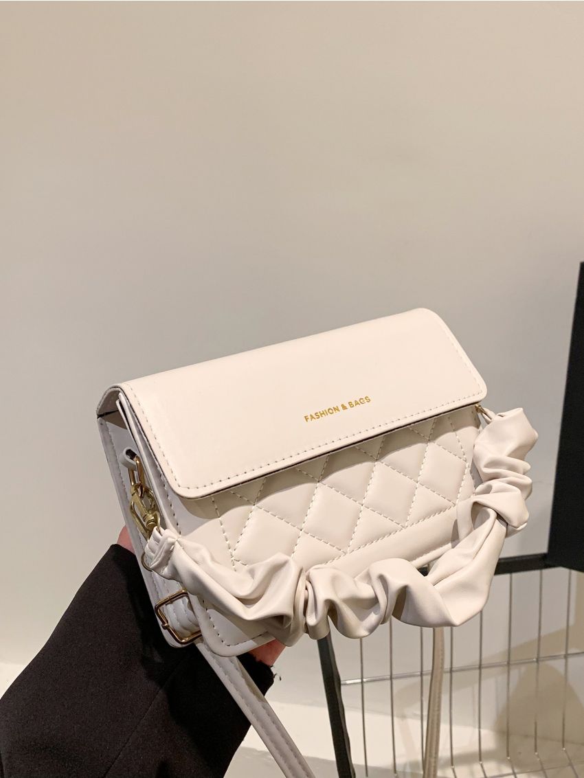 Mini Letter Detail Satchel Bag White Square Bag