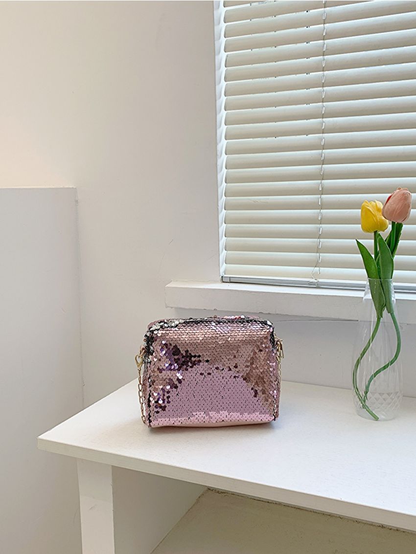Mini Sequin Decor Chain Square Bag