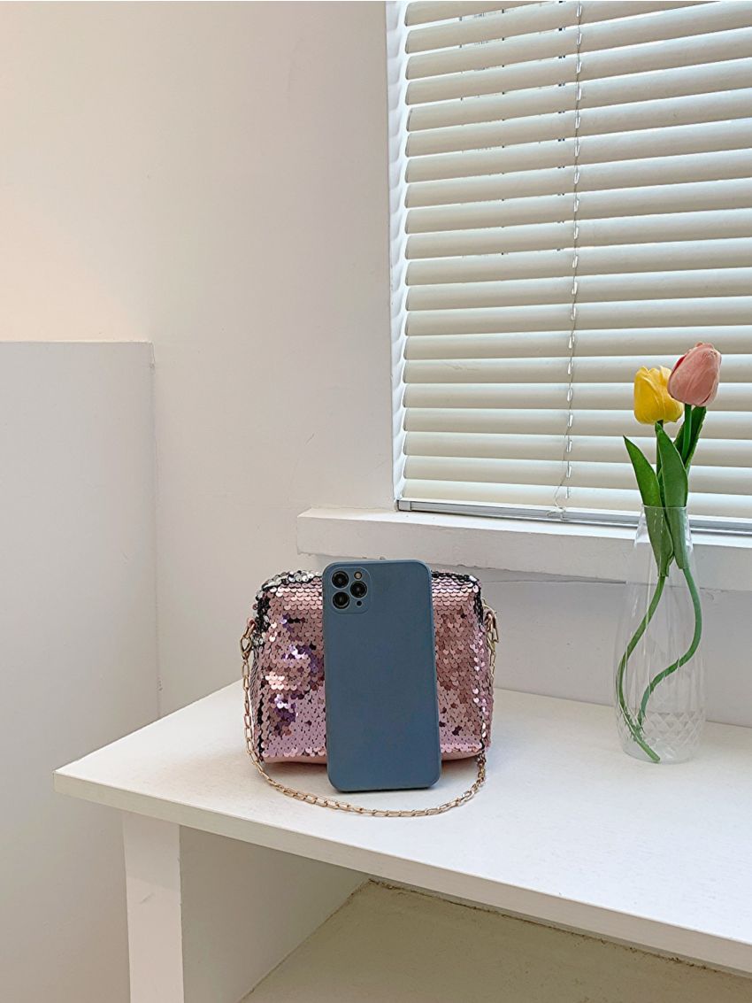 Mini Sequin Decor Chain Square Bag