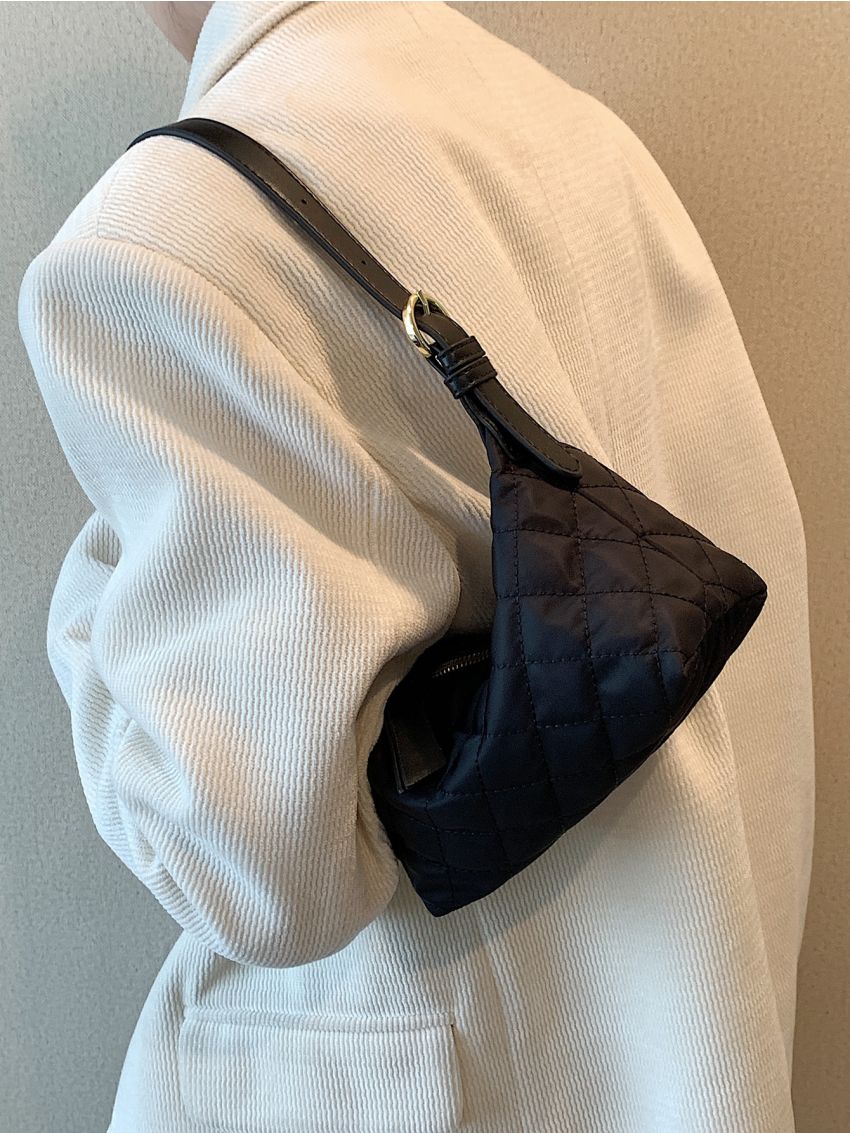 Mini Geometric Quilted Reversible Baguette Bag