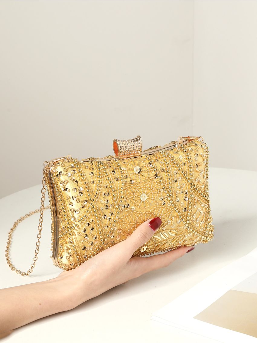 Mini Rhinestone Decor Chain Box Bag