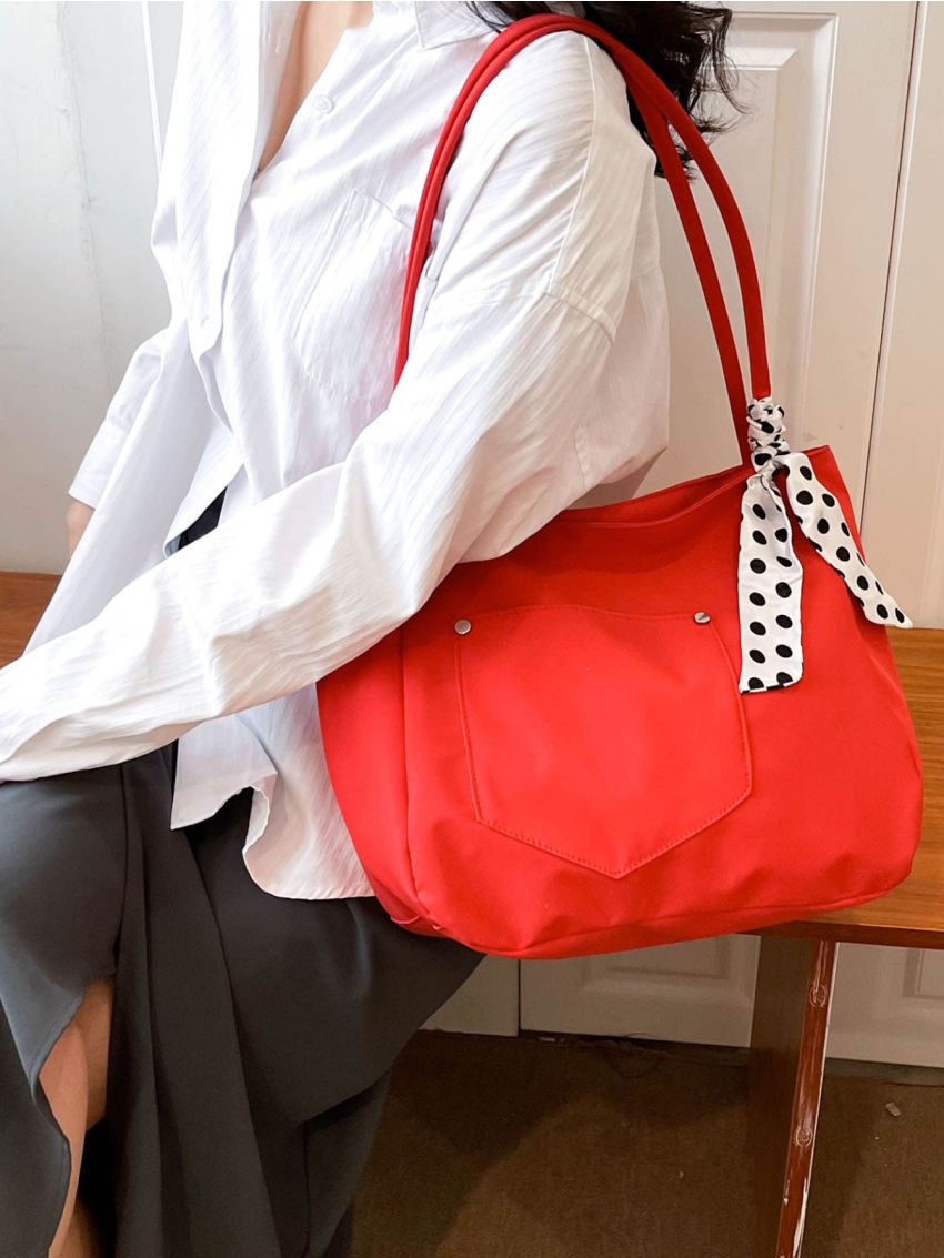 Neon-pink Twilly Scarf Decor Shopper Bag