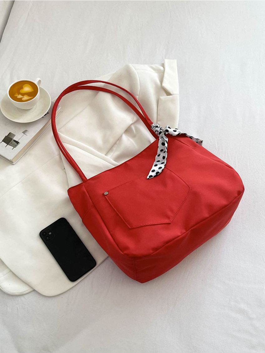 Neon-pink Twilly Scarf Decor Shopper Bag