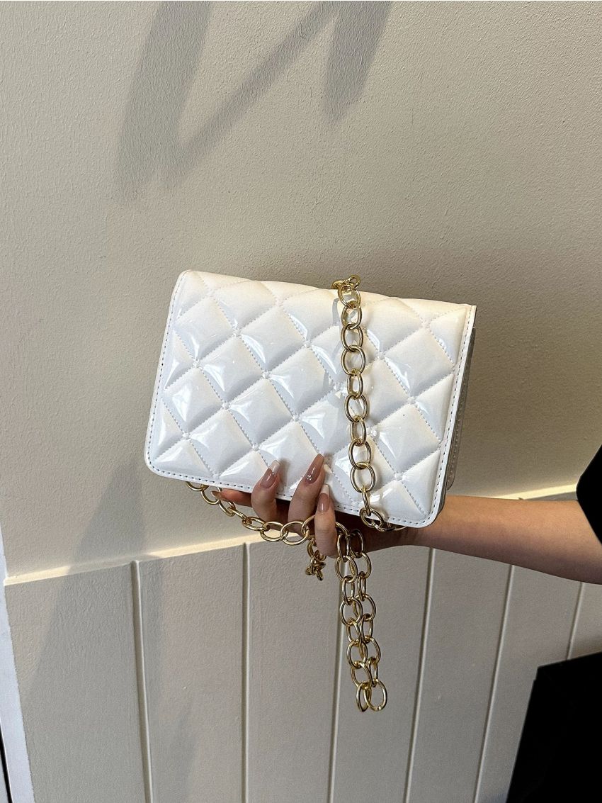 Quilted Pattern Crossbody Flap Chain Square Bag