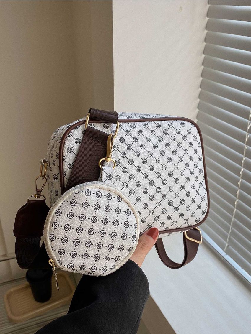 Mini Geometric Pattern Square Bag With Coin Purse