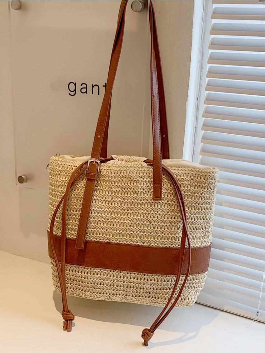 Two Tone Straw Bag