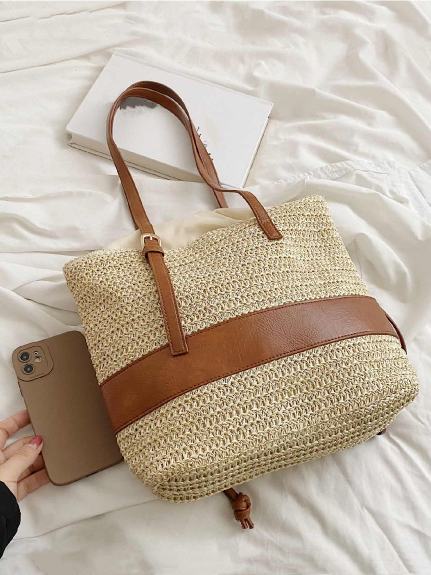 Two Tone Straw Bag