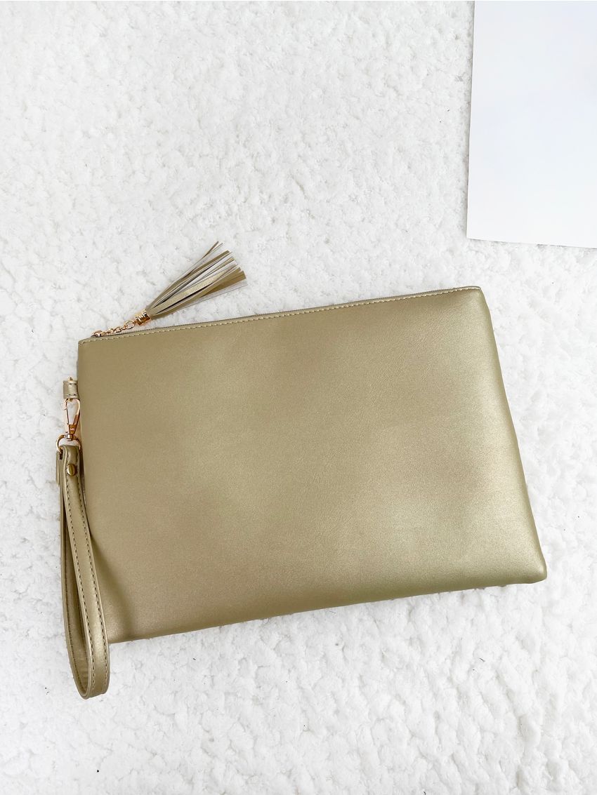 Metallic Tassel Decor Square Bag