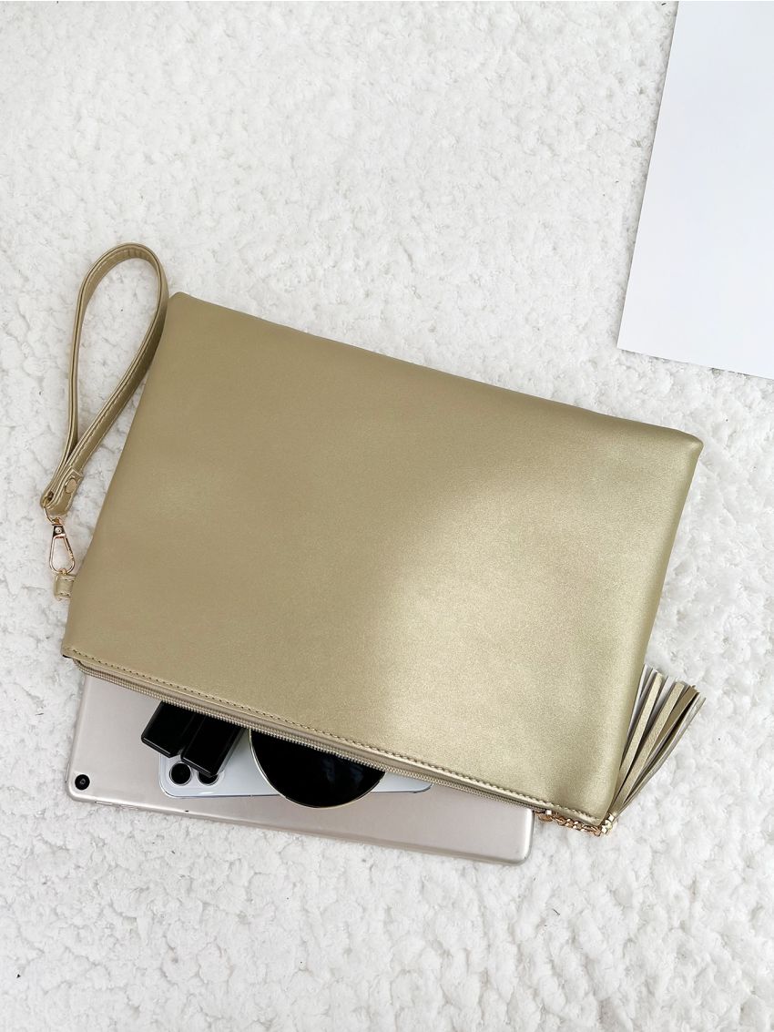 Metallic Tassel Decor Square Bag