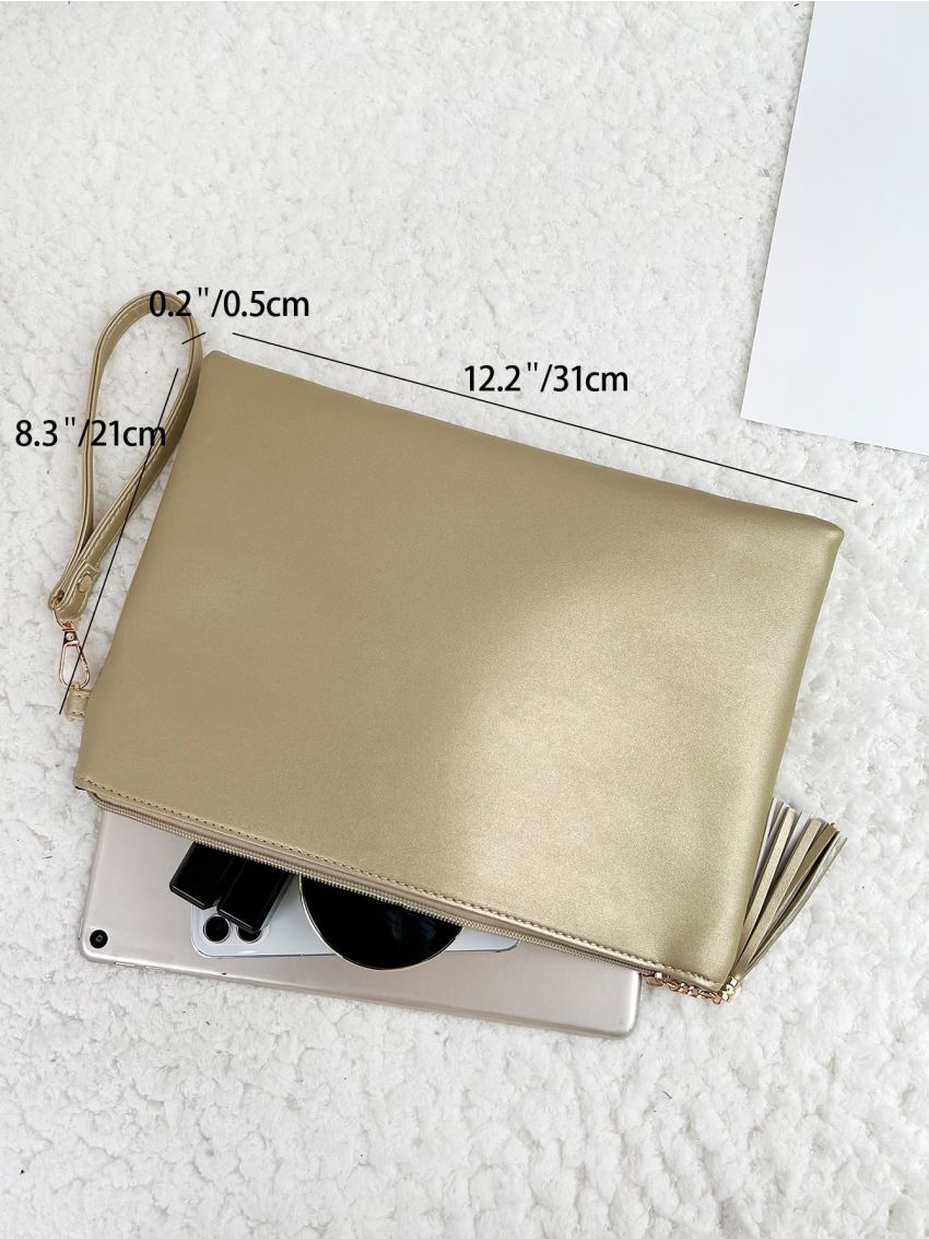 Metallic Tassel Decor Square Bag