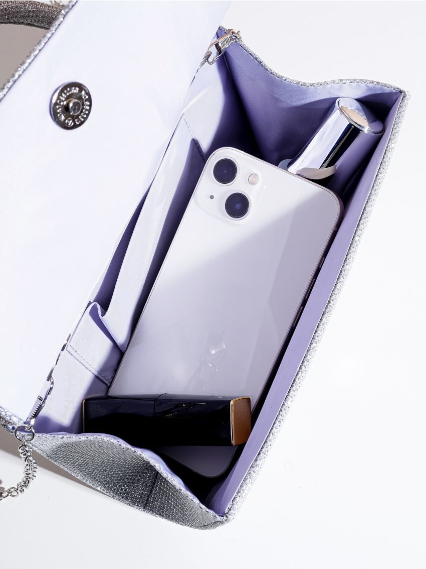 Glitter Evening Bag Ruched Detail