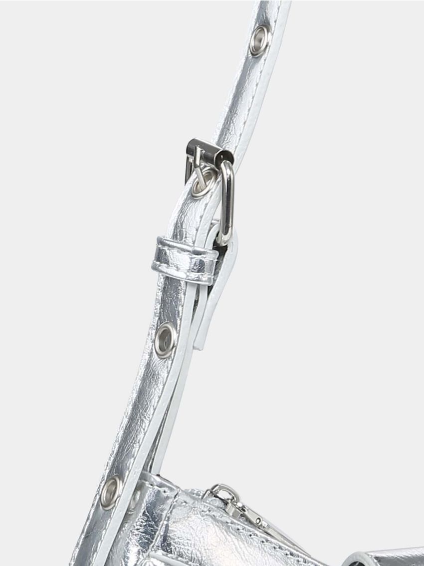 Crocodile Embossed Studded Decor Ruched Bag