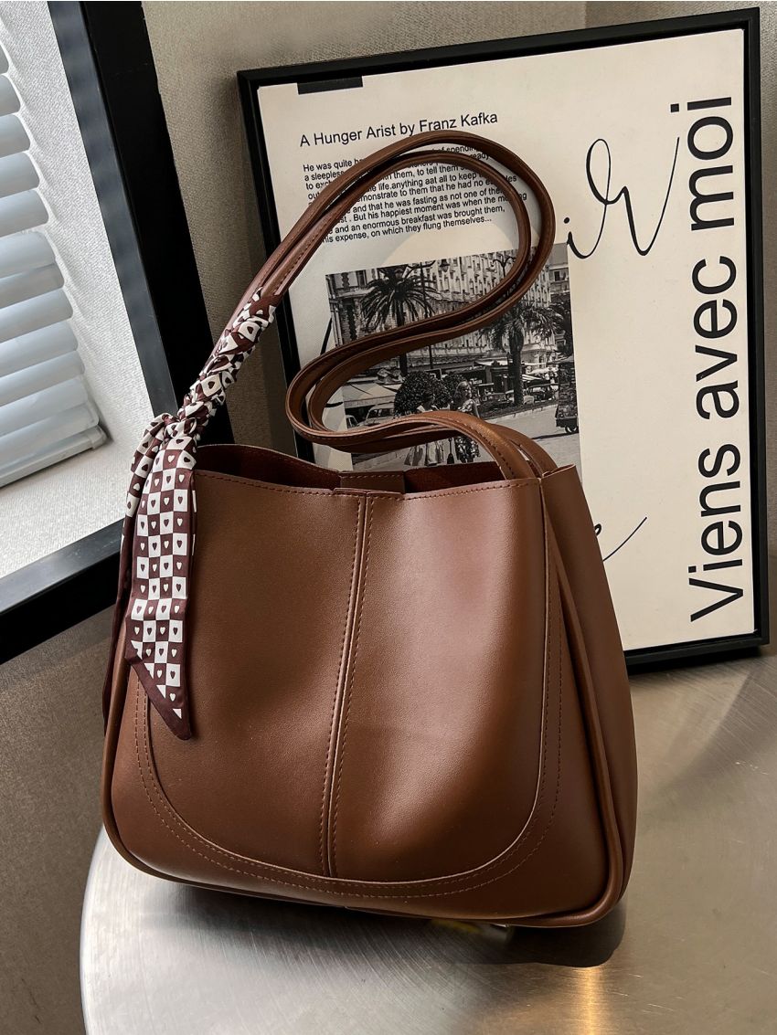 Twilly Scarf Decor Shoulder Tote Bag