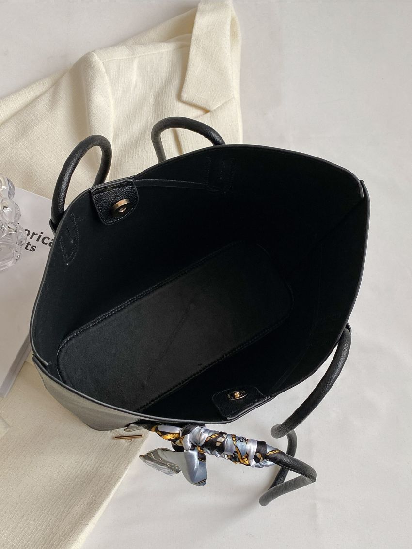 Twilly Scarf Decor Shoulder Tote Bag