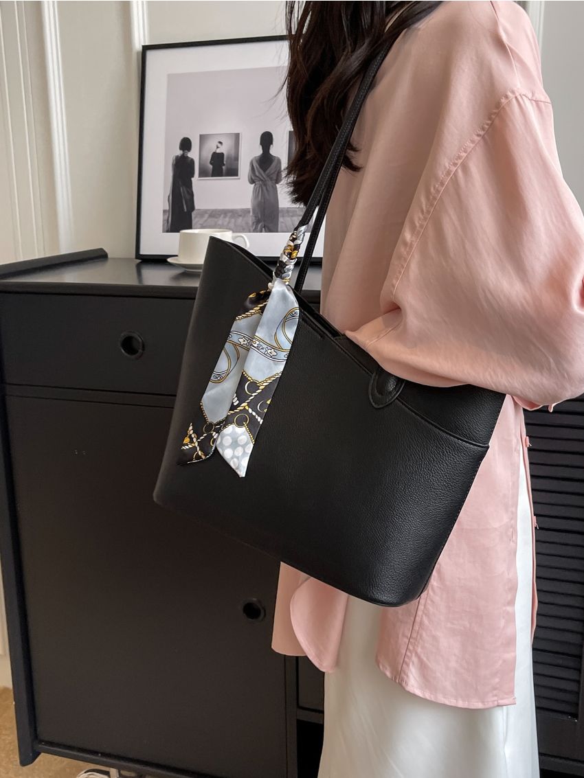 Twilly Scarf Decor Shoulder Tote Bag