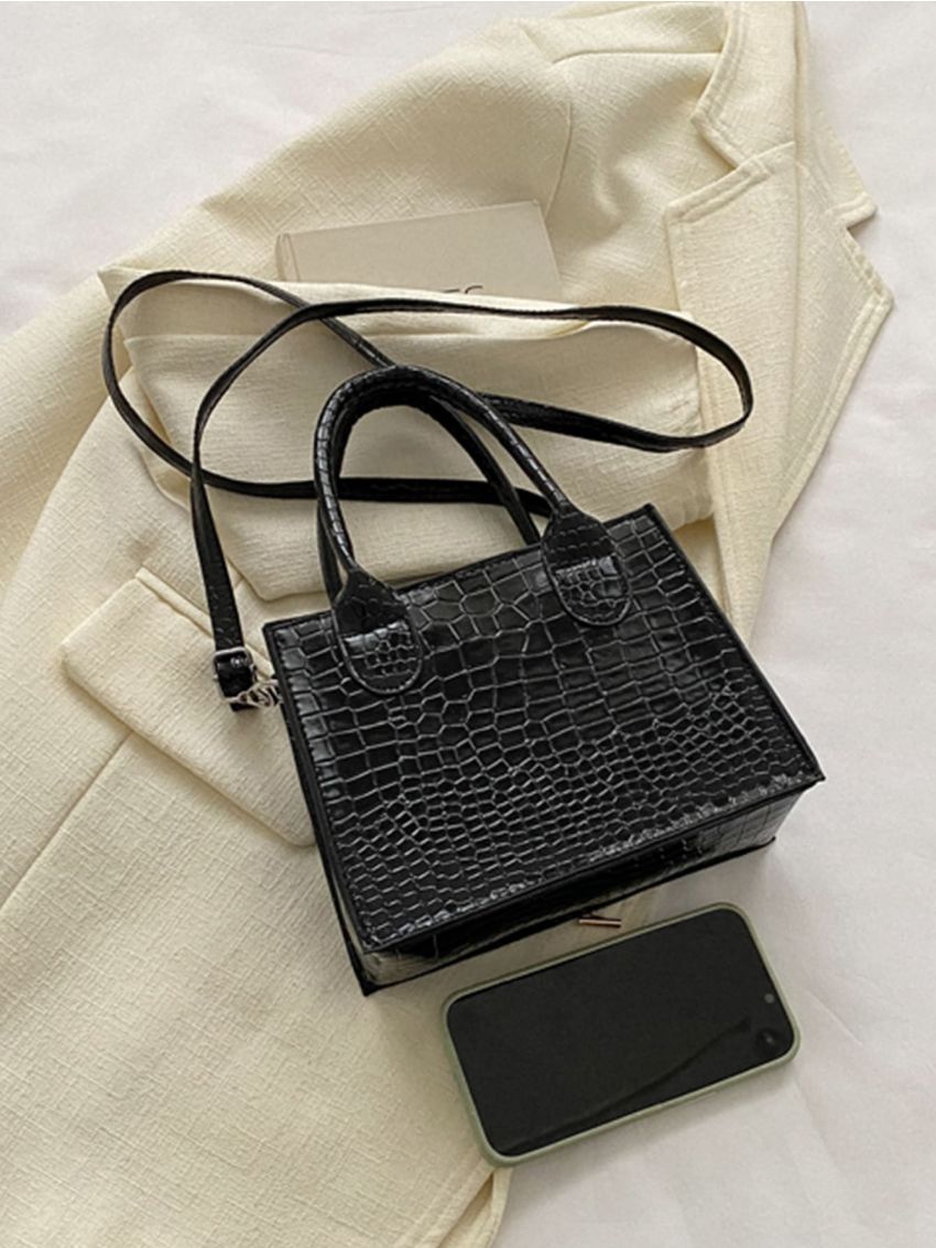 Mini Crocodile Embossed Square Bag