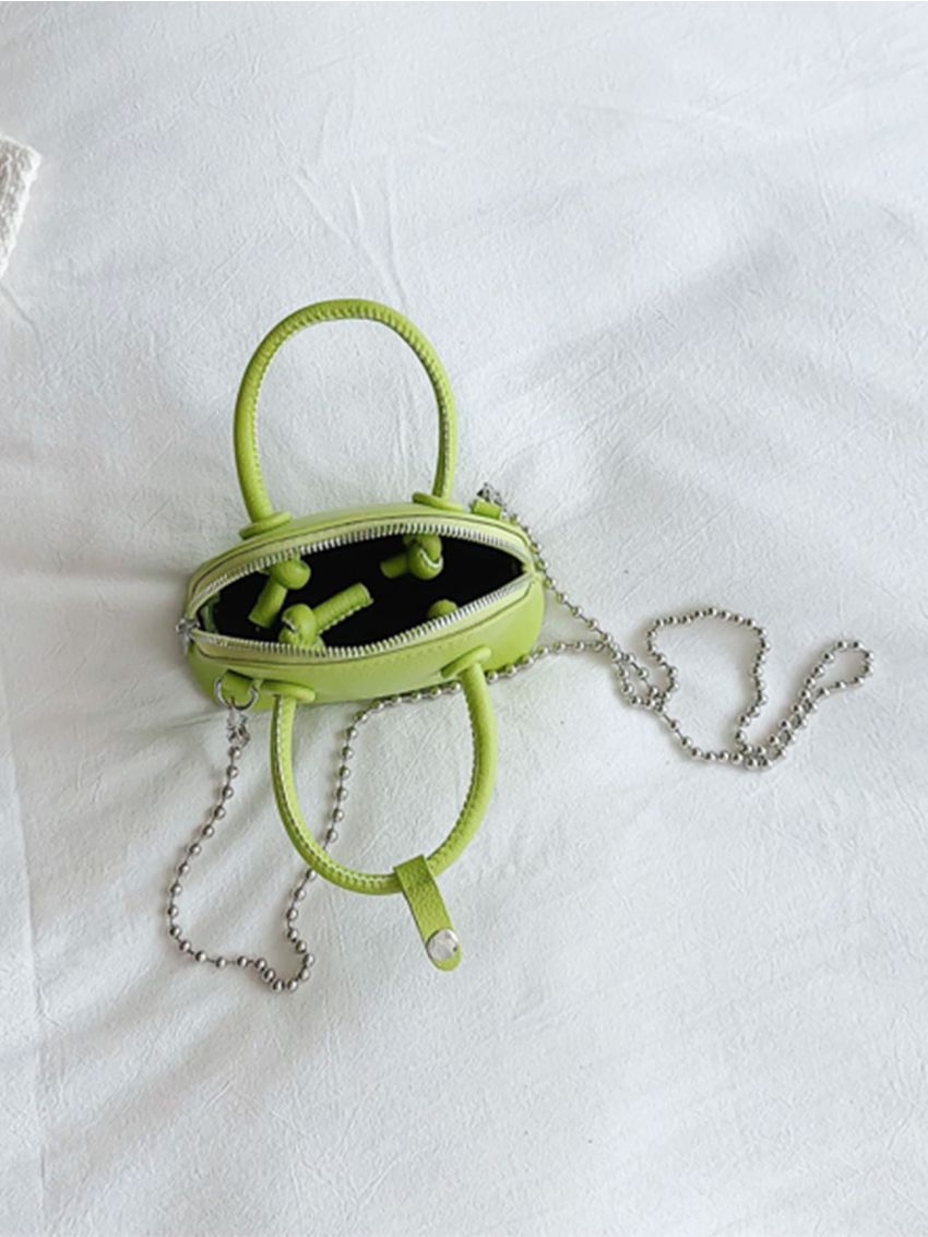 Mini Neon-Green Letter Graphic Dome Bag