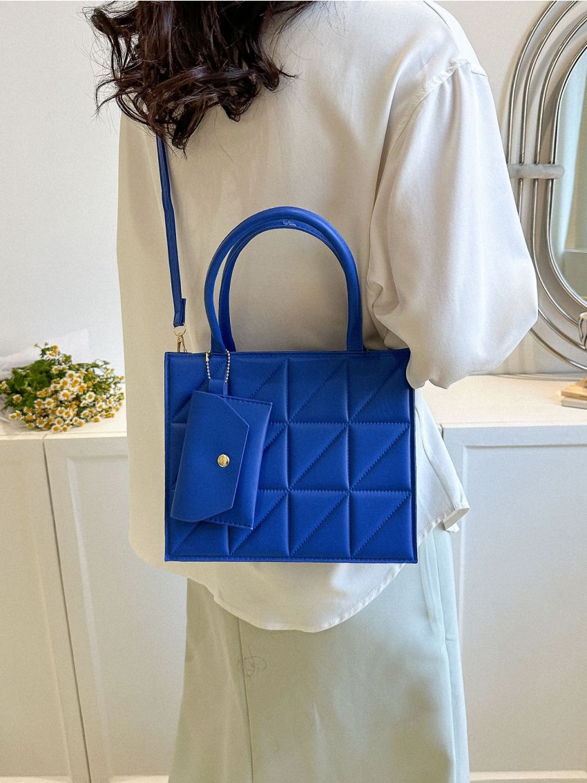 Quilted Square Bag With Coin Purse