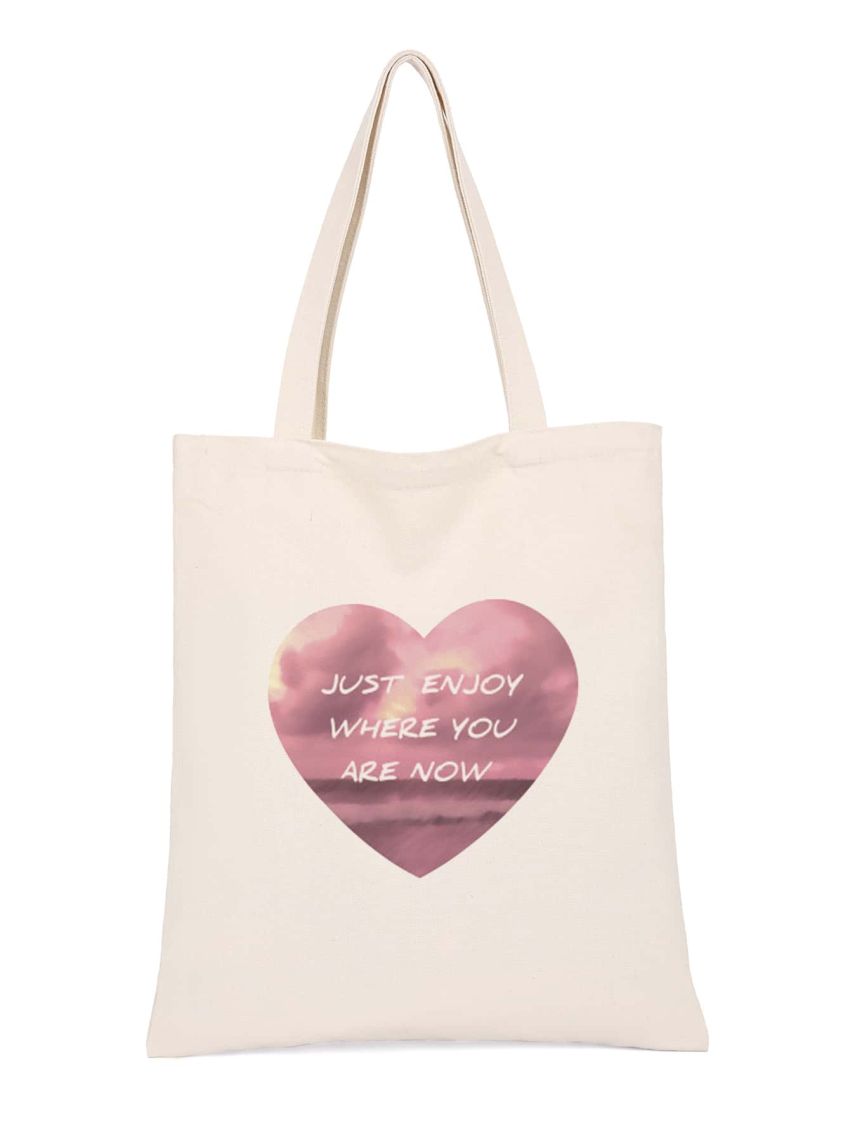 Heart & Slogan Graphic Shopper Bag