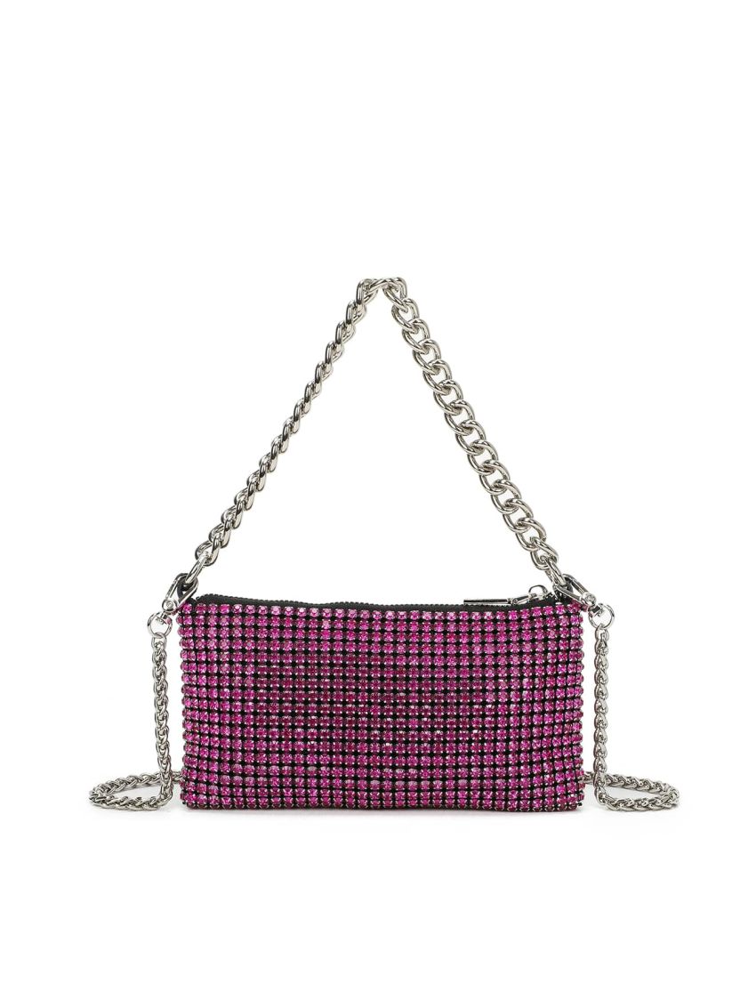Mini Rhinestone Decor Chain Square Bag