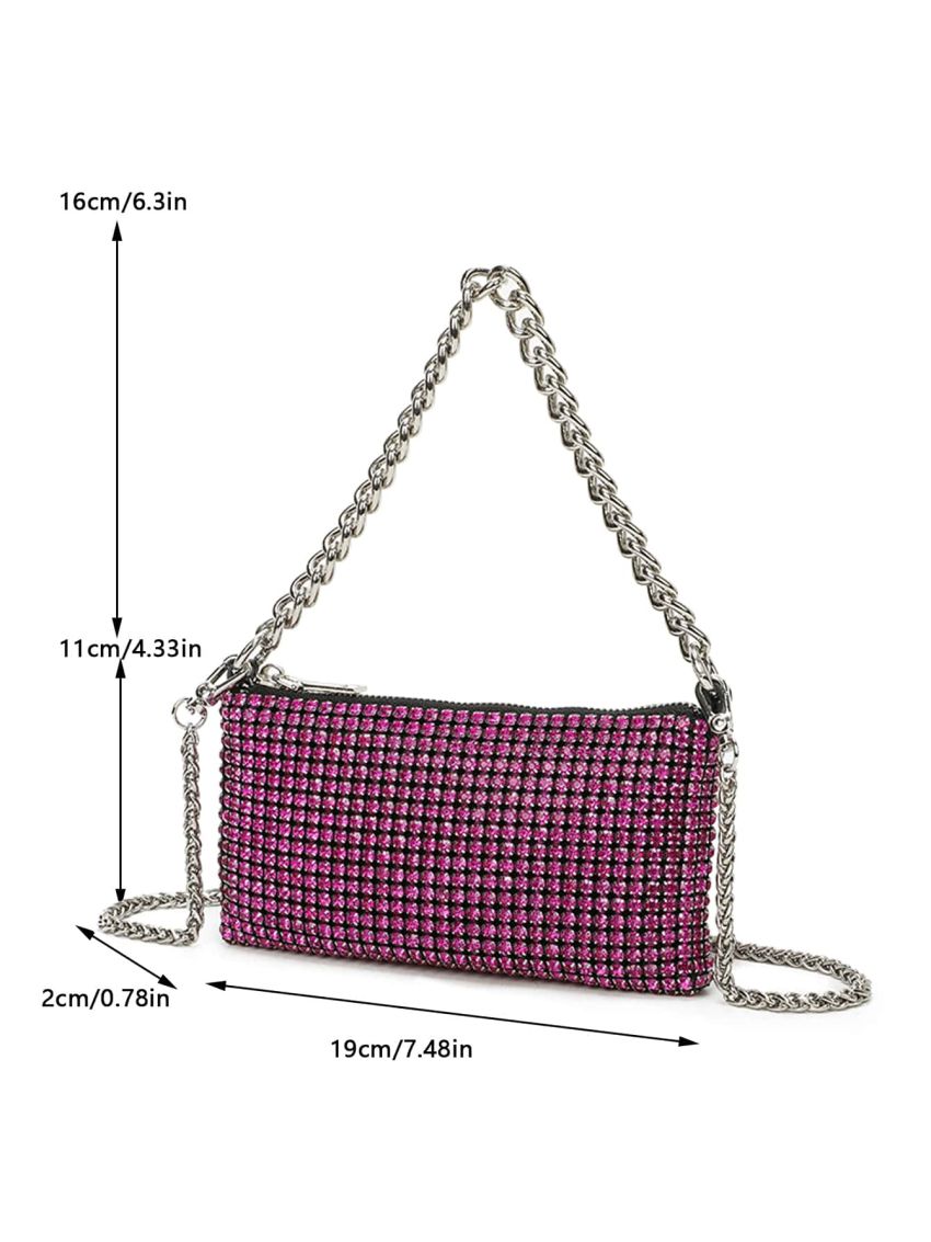 Mini Rhinestone Decor Chain Square Bag